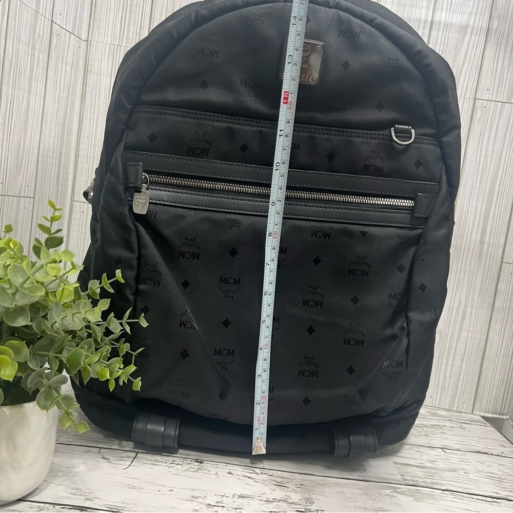 MCM Stark Backpack Black Nylon Logo Print Medium Unisex Designer Travel Bag - Picture 16 of 16